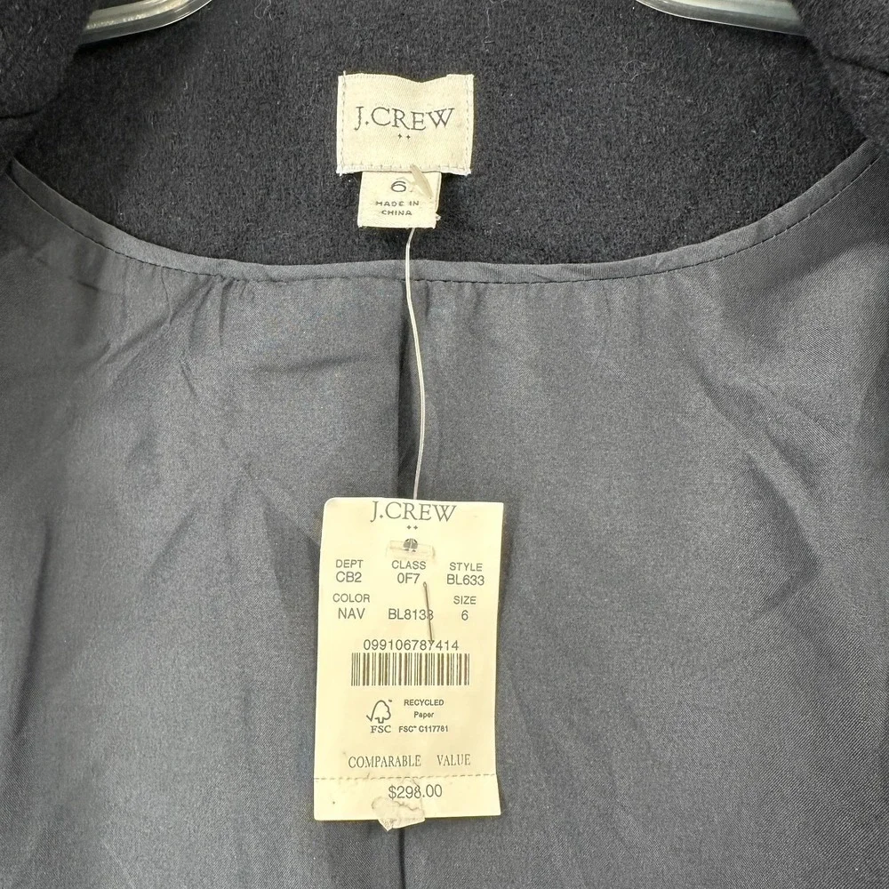 NWT J Crew Peacoat Jacket Womens 6‎ Navy Wool Blend Doubled Breasted Ladies - Picture 5 of 8